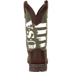 Durango Men's Rebel Army Green USA Print 12" Square Toe Western Boot -Danner Shop DDB0313 back