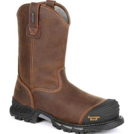 Georgia Men's Rumbler 10" Comp Toe WP Pull-On Work Boot-Brown- GB00286 1 Georgia Men's Rumbler 10" Comp Toe WP Pull-On Work Boot-Brown- GB00286