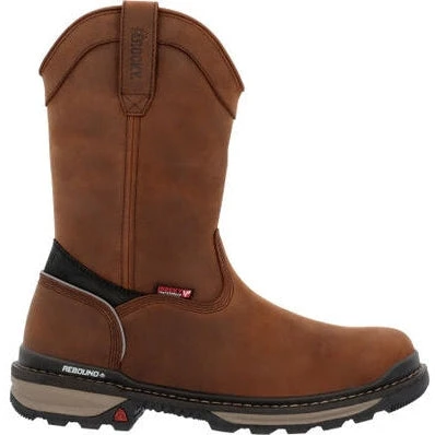 Rocky Men's Rams Horn 10" WP Safety Toe Pull On Work Boot - Brown - RKK0398 2 Rocky Men's Rams Horn 10" WP Safety Toe Pull On Work Boot - Brown - RKK0398 - Image 2