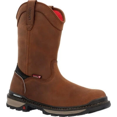 Rocky Men's Rams Horn 10" WP Safety Toe Pull On Work Boot - Brown - RKK0398 1 Rocky Men's Rams Horn 10" WP Safety Toe Pull On Work Boot - Brown - RKK0398